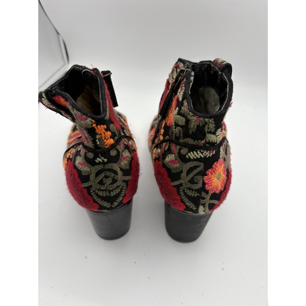 Crown Vintage Boots Womens Size 9.5 Black Embroidered Peep Toe Ankle Booties - Picture 3 of 7